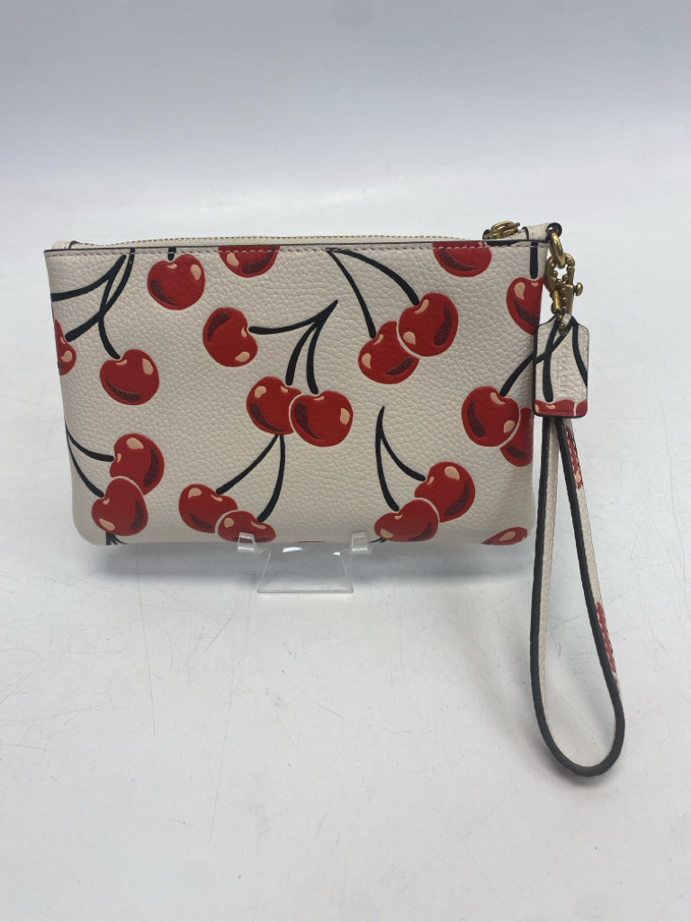 Coach Cream Red Cherry(ies) Wristlet  CA800