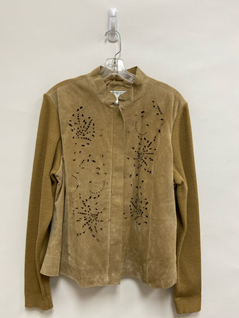 Coldwater Creek Size XL Beige Cut-Out Zip Down Suede Ladies Jacket