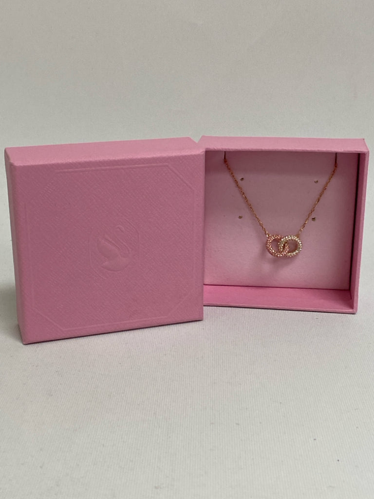 NEW/BOX Swarovski Rose Gold Pink/Clear Knotted Necklace