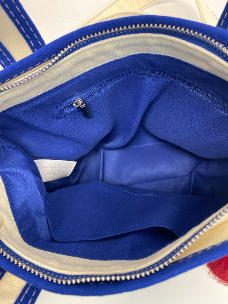 Aeropostale Cream Blue/Red Dog(s) Canvas Crossbody