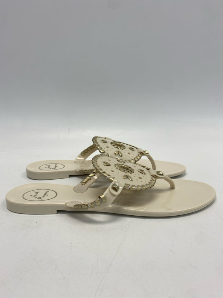 Jack Rogers  Size 9 Cream Gold Jelly Sandals