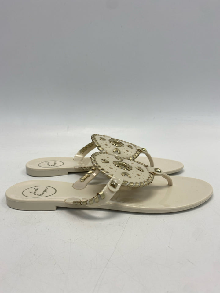 Jack Rogers  Size 9 Cream Gold Jelly Sandals
