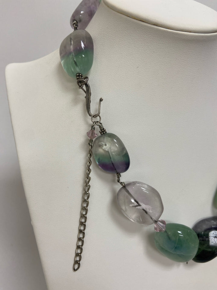 Purple Green Stones Necklace
