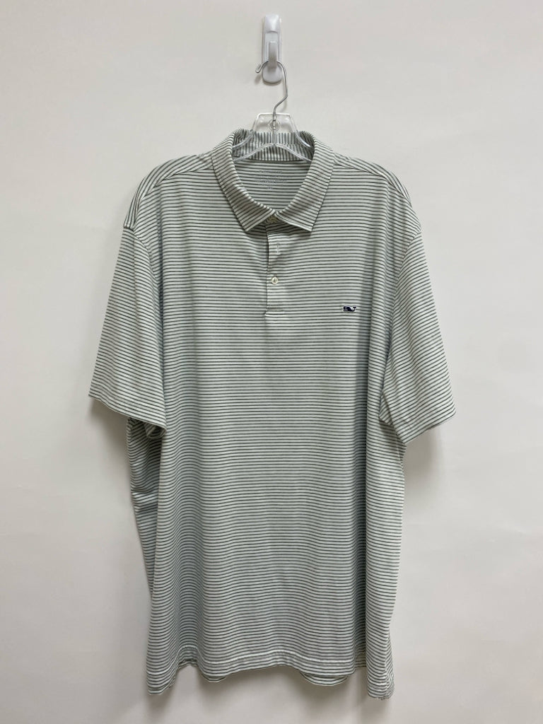 Vineyard Vines Size XXL White Olive Green Stripes Polo Men&