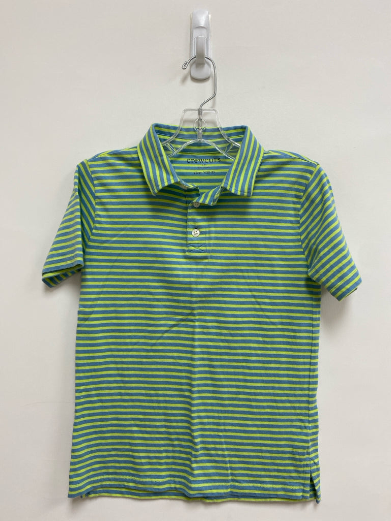 Crew Cuts SIZE 8/9 Neon Green Gray Stripes Polo Boy&