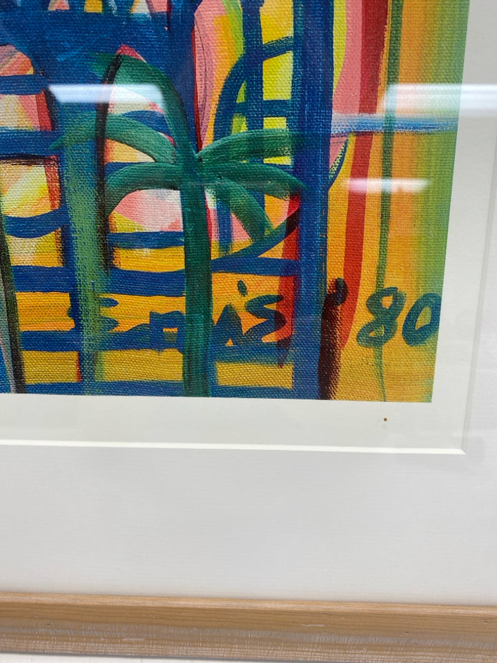 Red/Gold Blue/Green Tropical Framed Art