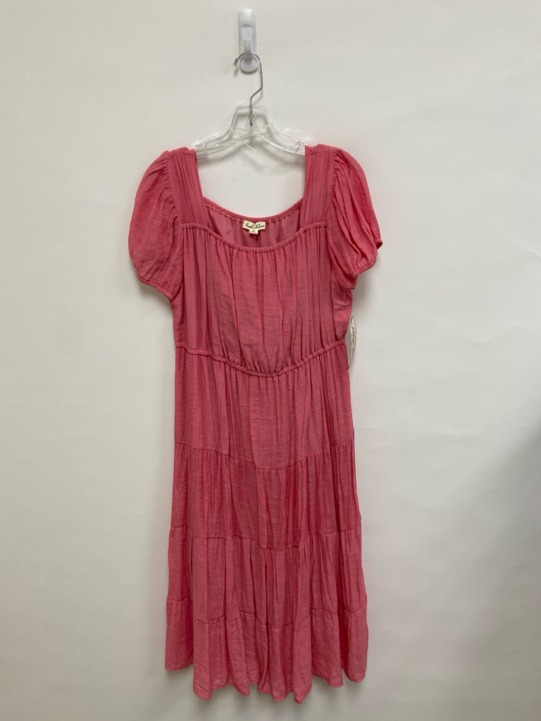 NWT Size XL Pink Crinkle Puff Sleeve Ladies Dress