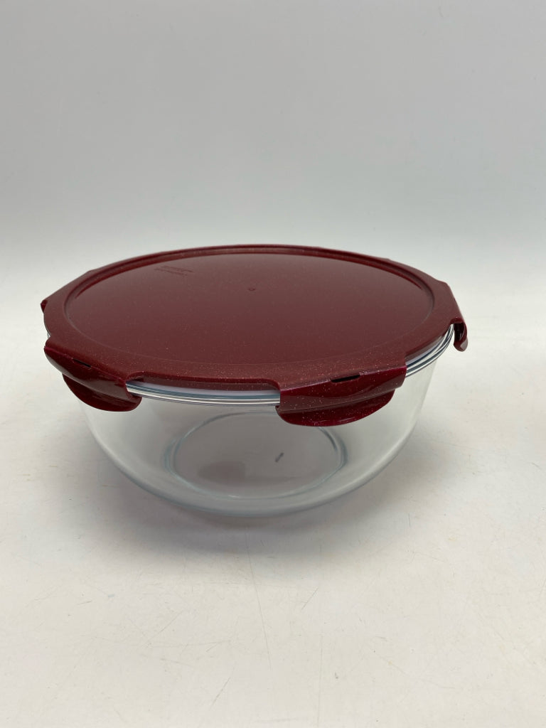 Lock &amp; Lock Red Clear Glitter Glass Bowl(s)