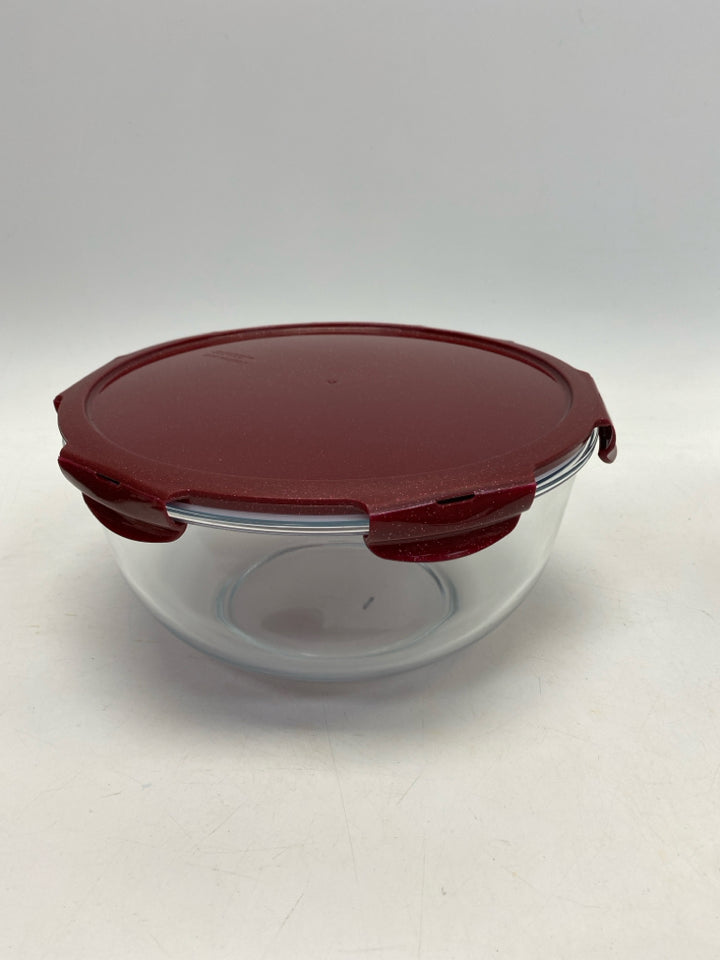 Lock &amp; Lock Red Clear Glitter Glass Bowl(s)