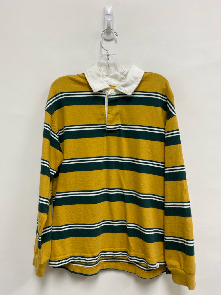 Gap Kids SIZE XL Goldenrod Cream/Green Stripes Long Sleeve Boy&