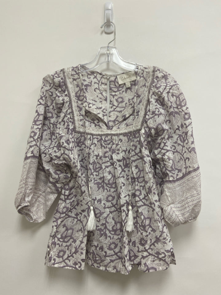 Cleobella Size S White Purple Acanthus Tunic Cotton Ladies Top