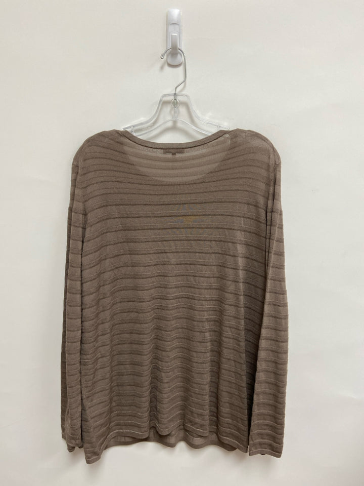 LAFAYETTE 148 Size L Taupe Silver Striped Ladies Sweater