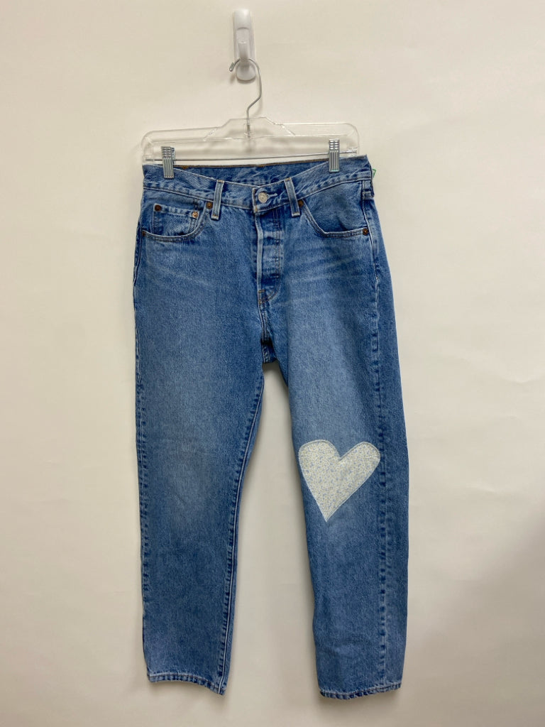 Levi Size 28 Faded Blue Applique Ladies Jeans