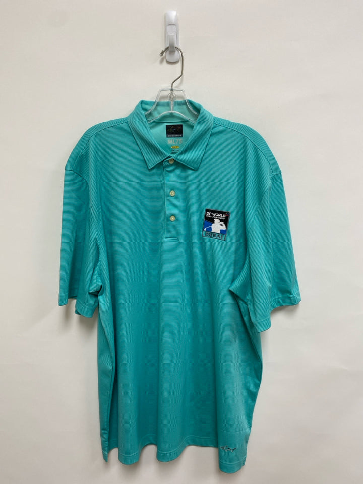 Greg Norman Size XXL Aqua Blue Striped Polo Men&