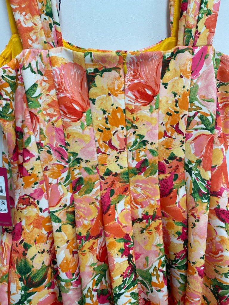NWT VINCE CAMUTO Size 12 Orange Pink/Green Flowers Sleeveless Ladies Dress