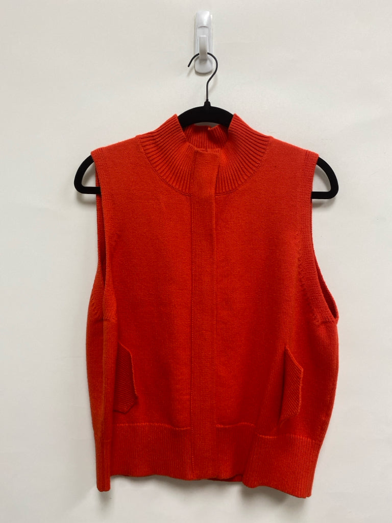 THML Size L Orange Zip Down Ladies Sweater Vest