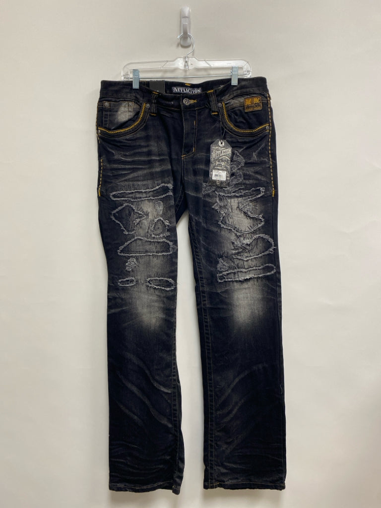 NWT Affliction Size 36 Faded Black Distressed Men&