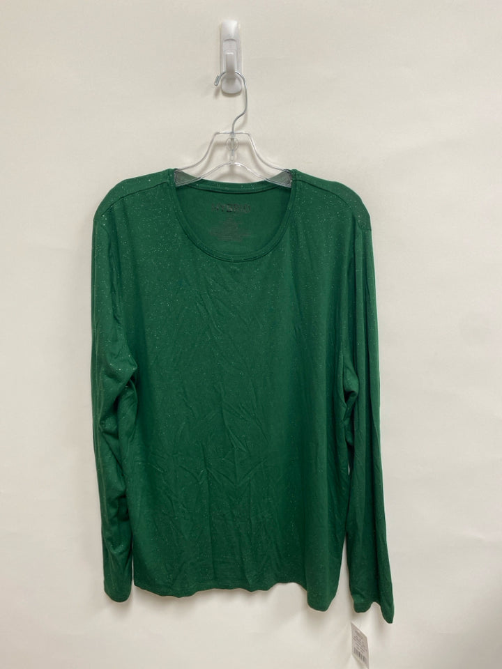 NWT Size XXL Green Silver Glitter Long Sleeve Tee Plus Size Top