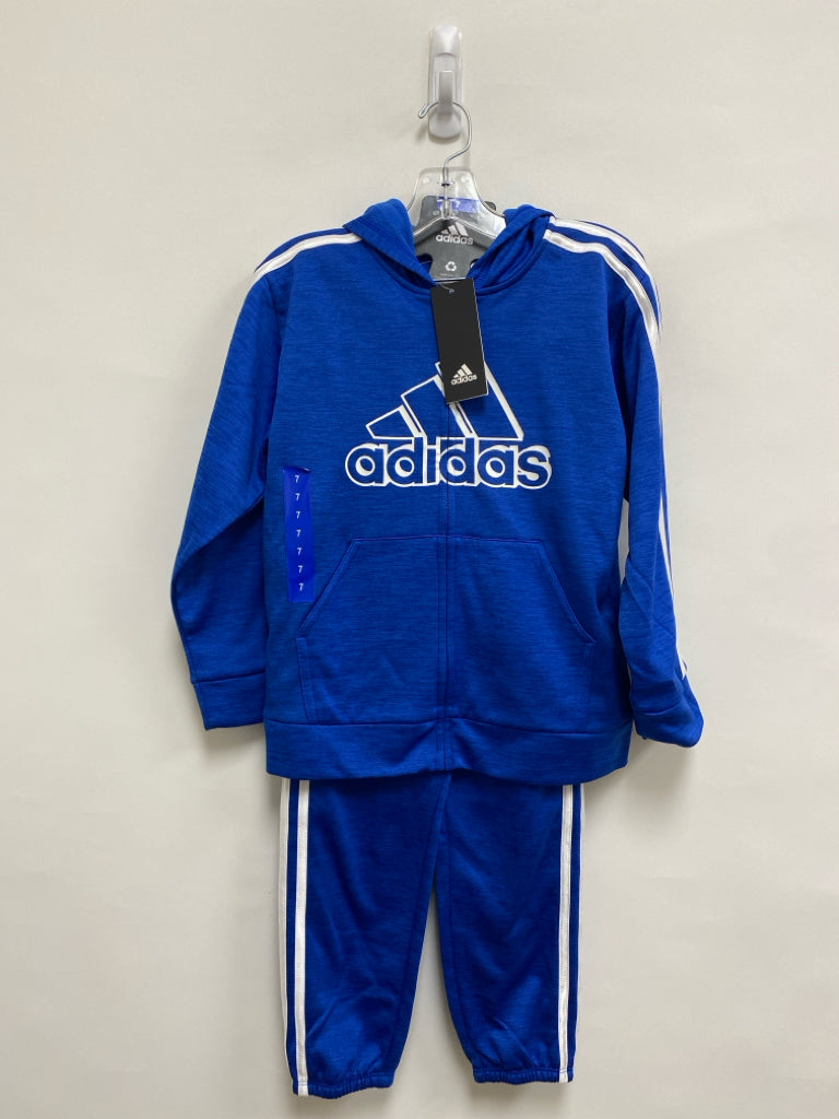 NWT Adidas SIZE 7 Royal Blue White Zip Down Hooded Boy&