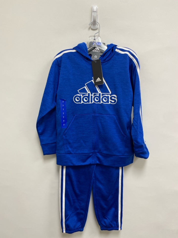 NWT Adidas SIZE 7 Royal Blue White Zip Down Hooded Boy&