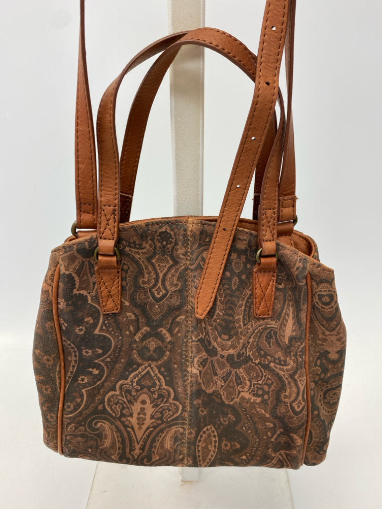 American Leather Co Brown Black Paisley Handbag