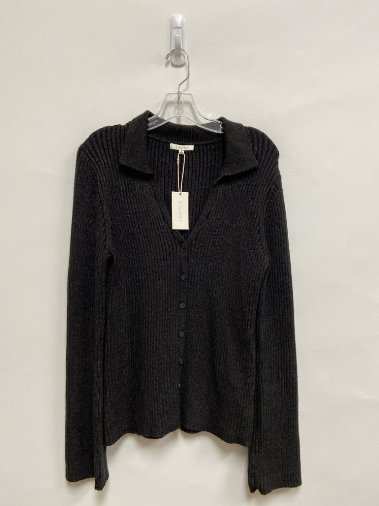 NWT Z Supply Size L Charcoal Ribbed Cardigan Ladies Sweater