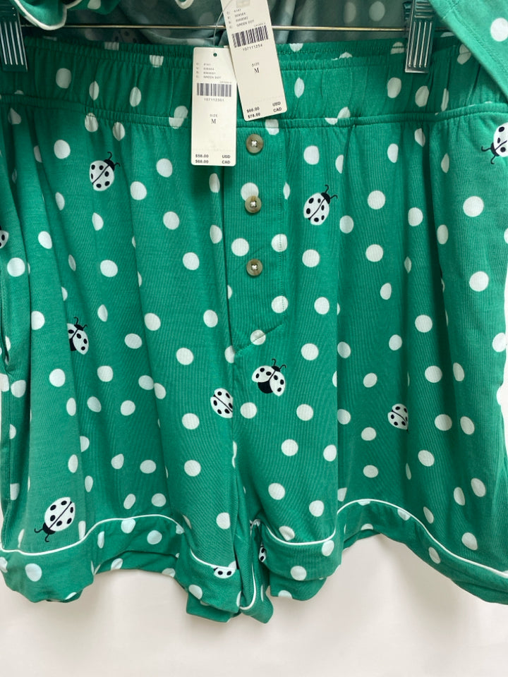 NWT Anthropologie Size M Green White Polka Dot Ladies 2pc Pajamas