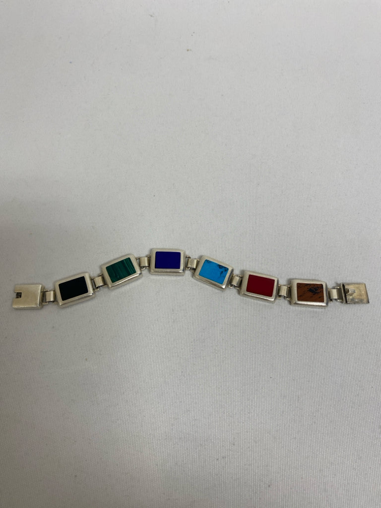 Multi Color Silver Square Bracelet