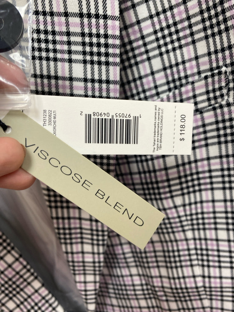 NWT Tahari Size 14 White/Black Lavender Plaid Ladies Jacket