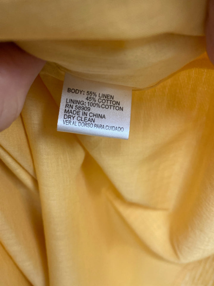 NWT Cremieux Size 12 Yellow White Stripes Bell Sleeves Linen Blend Ladies Dress