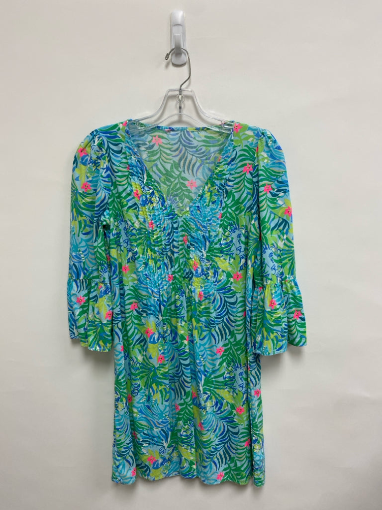 LILLY PULITZER Size S Green Blue/Pink Lion Ladies Dress
