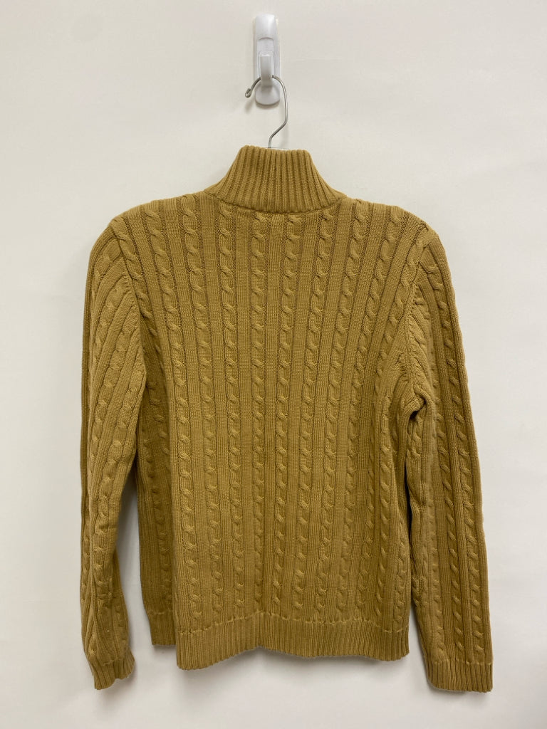 Ralph Lauren Size LP Camel Cable Knit Zip Down Petite Sweater