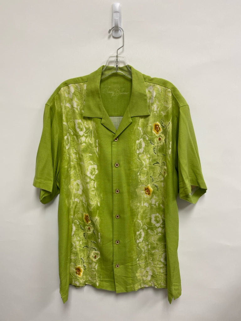 Tommy Bahama Size L Green White/Tan Tropical Button Up Men&