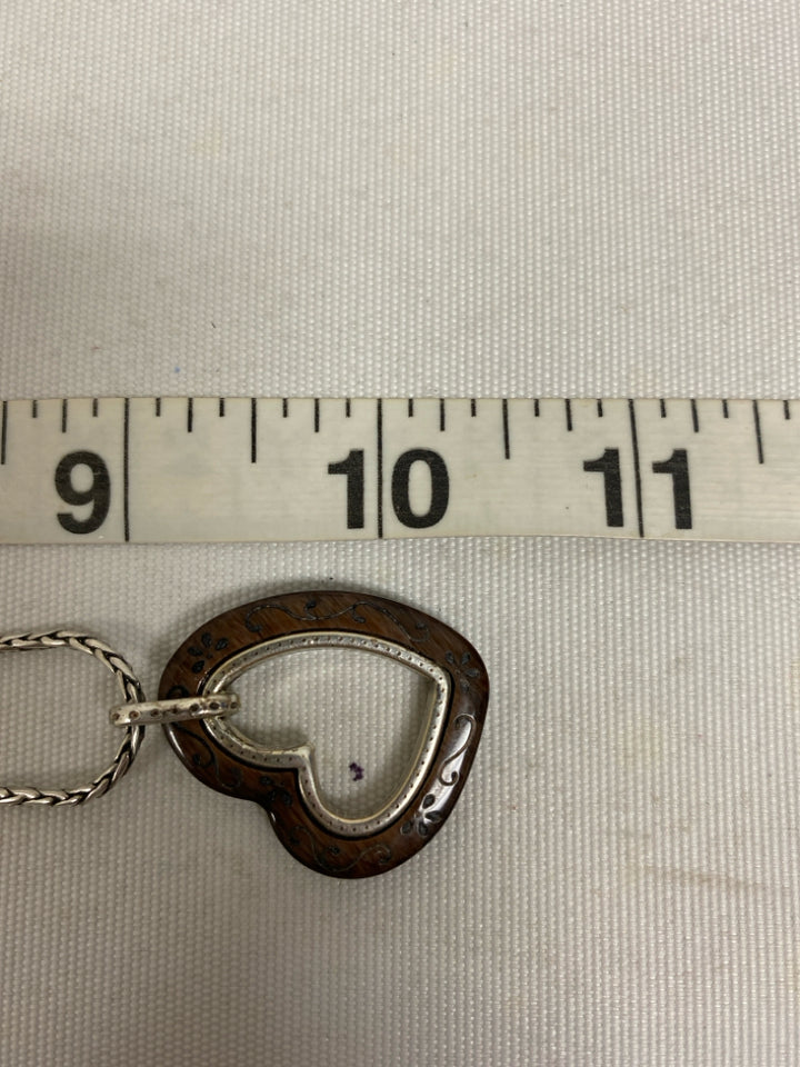 Brighton Silver Color Brown Hearts Necklace