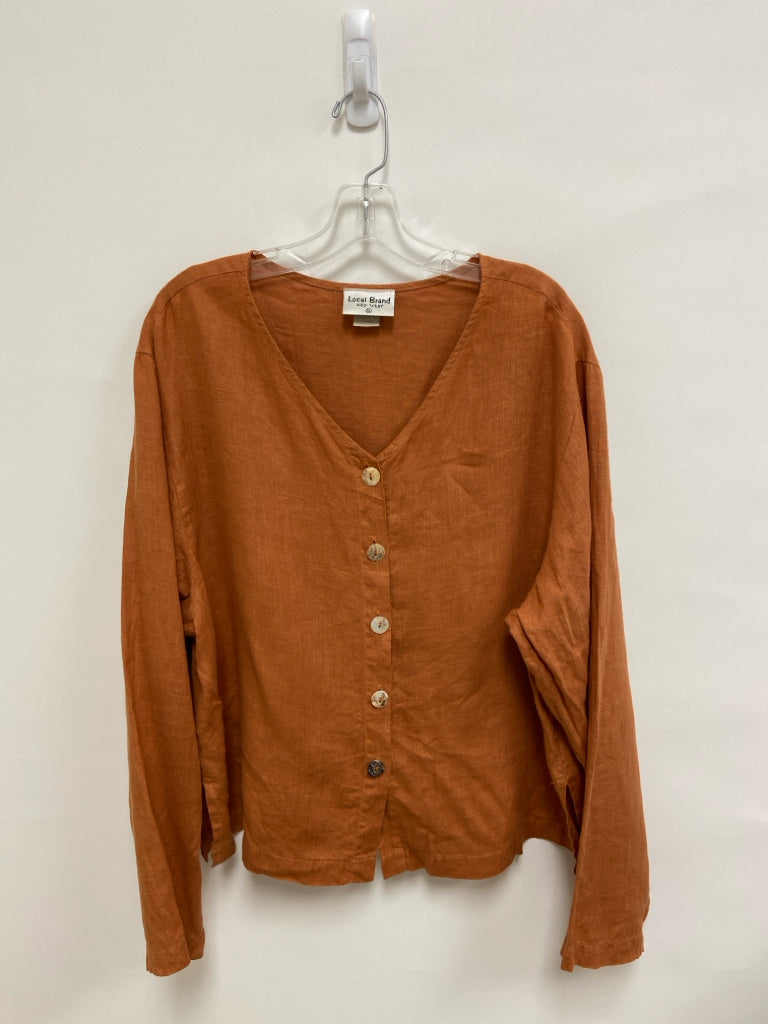 Size XL Burnt Orange Button Up Linen Ladies Top