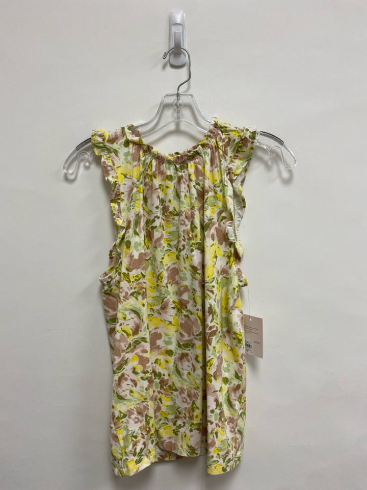 NWT Lauren Conrad Size S White Green/Yellow Flowers Sleeveless Ladies Top