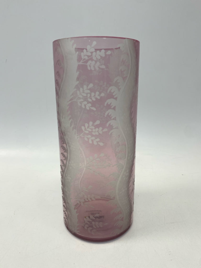 Anthropologie Lilac White Flowers Glass Vase