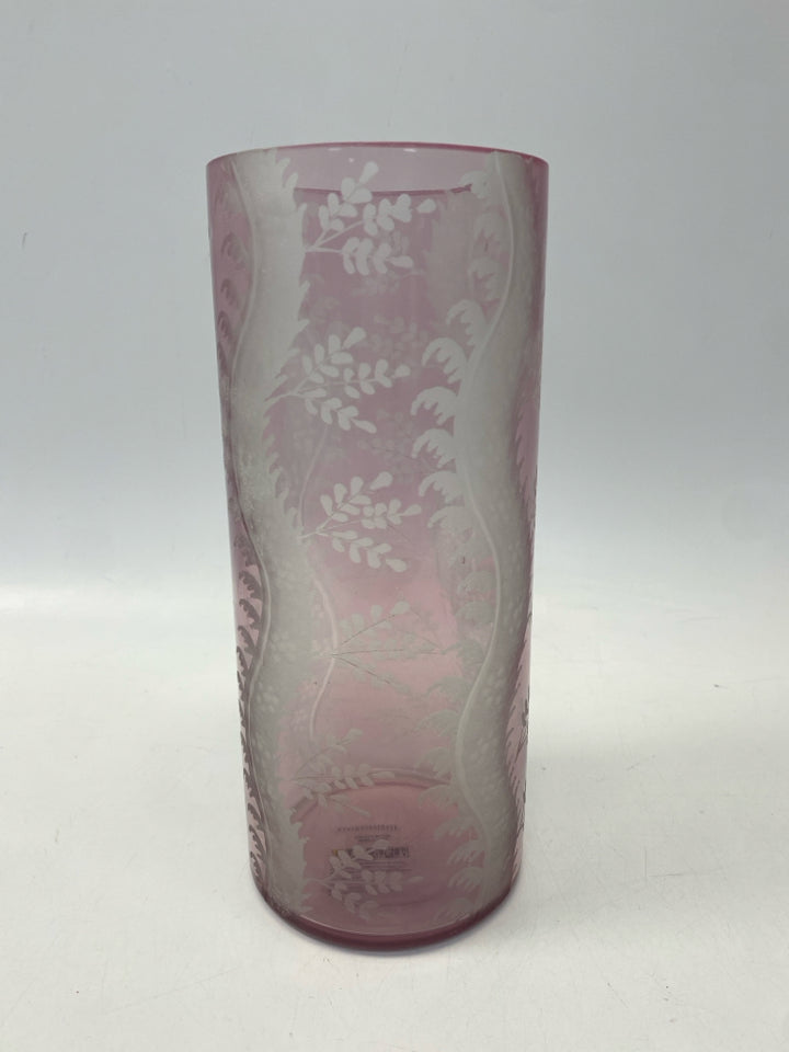 Anthropologie Lilac White Flowers Glass Vase