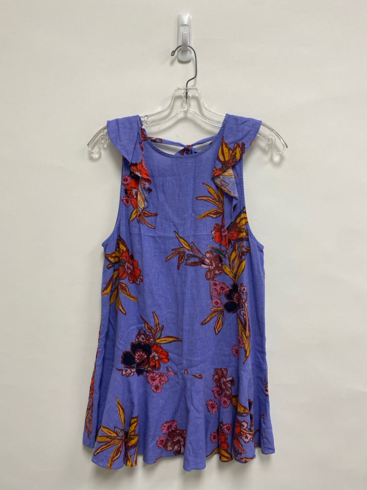 Free People Size XS Periwinkle Brown/Multi Floral Sleeveless Ladies Dress