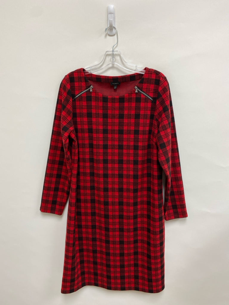 Talbots Size L Red/Black Plaid Ladies Dress