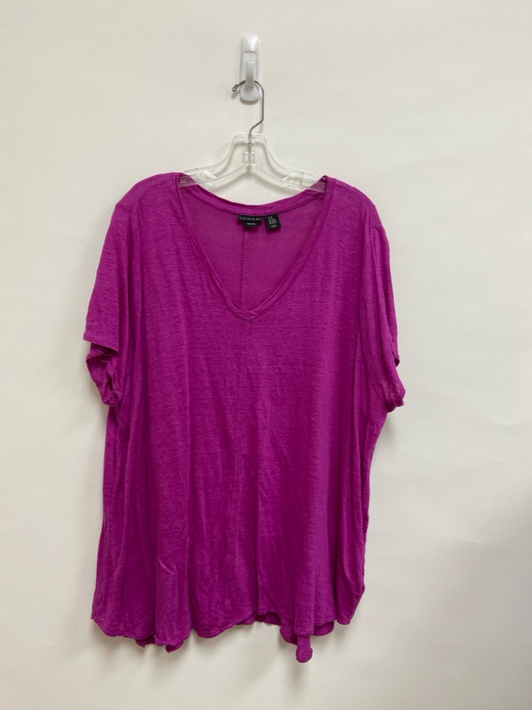 Tahari  SIZE  3X Magenta V Neck Linen Plus Size Top