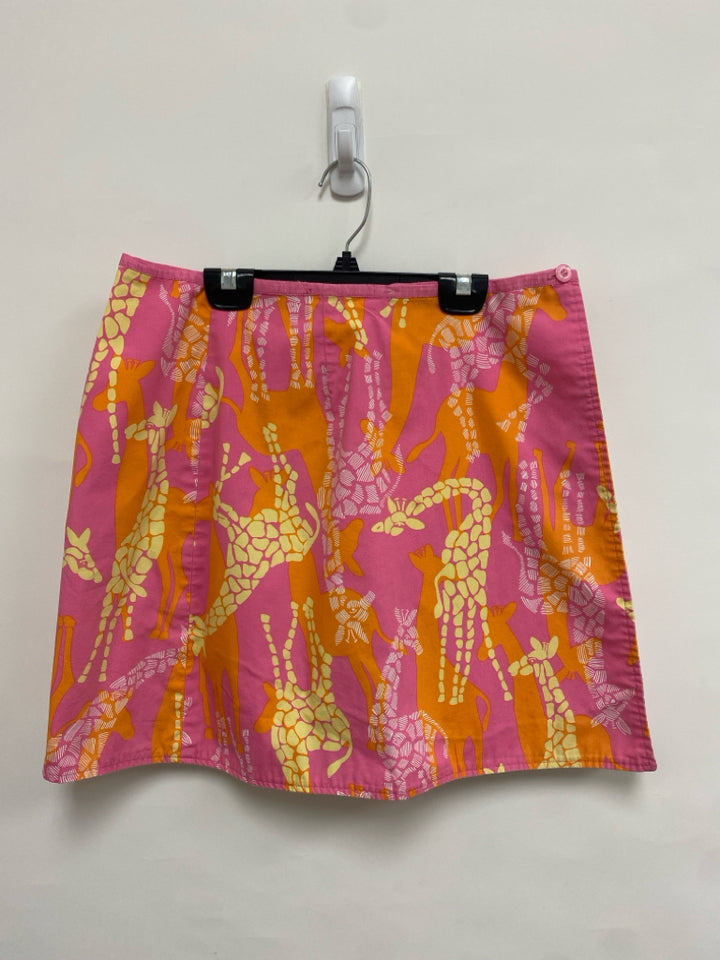 LILLY PULITZER Size 0 Pink Orange/Yellow Giraffe Wrap Ladies Skirt