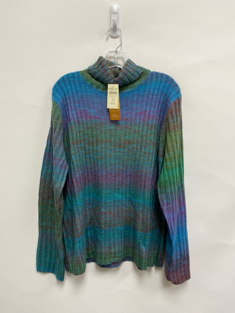 NWT Coldwater Creek Size 3X Blue Green/Purple Turtleneck Plus Size Sweater