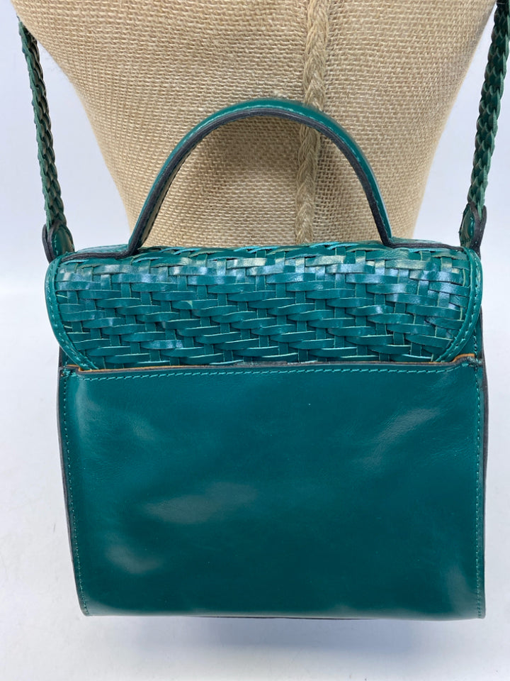 Patricia Nash Emerald Green Woven Leather Crossbody