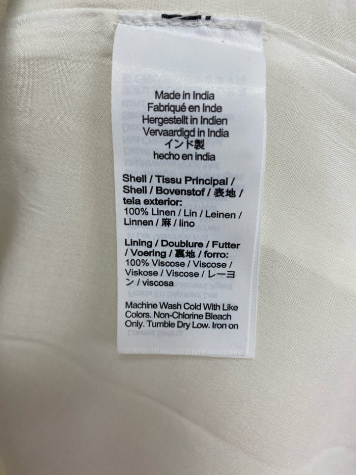 NWT J Crew Size L White Navy Trimmed Sleeveless Linen Ladies Dress