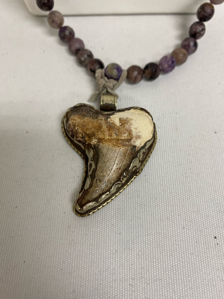 Purple Tan/Silver Stones Necklace