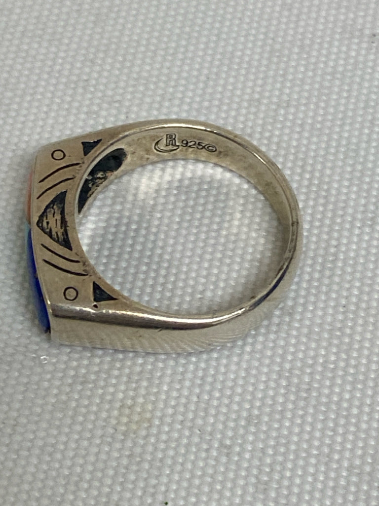 Silver Multi Color Stones Ring