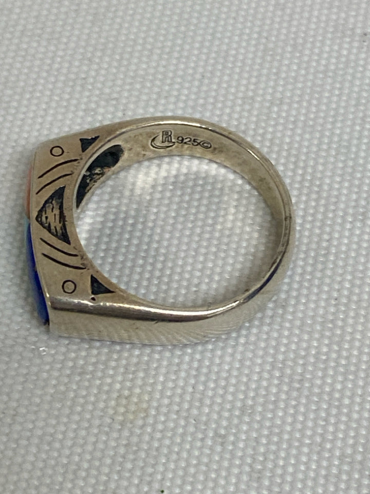 Silver Multi Color Stones Ring