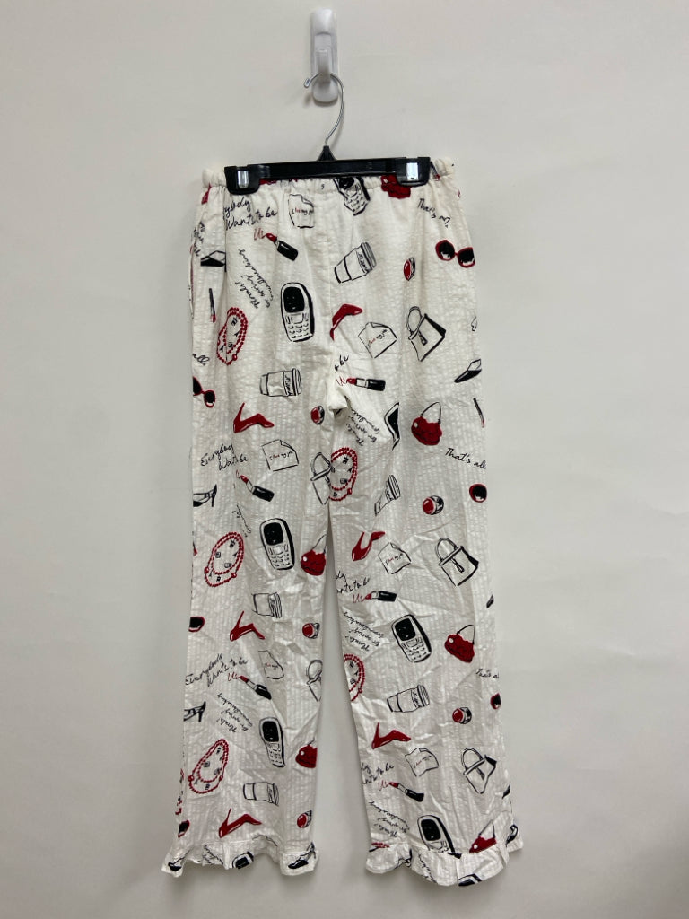 Size XXS White Black/Red Print Ladies Lounge Pants