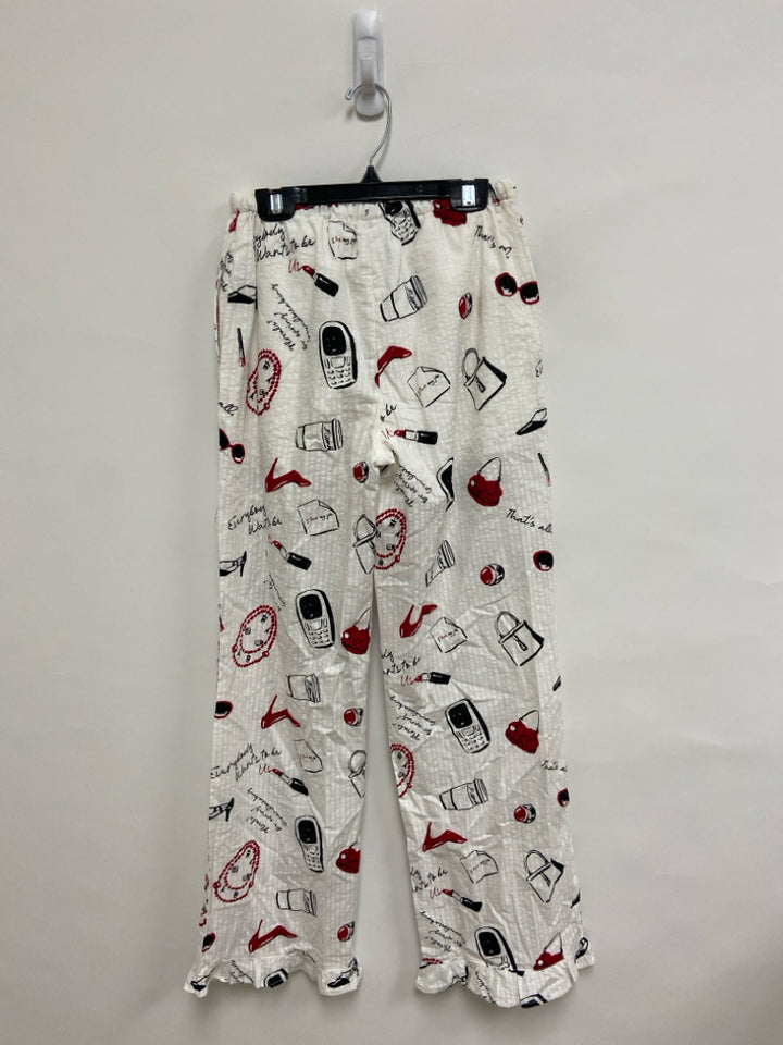 Size XXS White Black/Red Print Ladies Lounge Pants